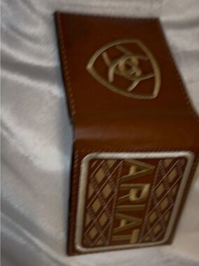 Ariat Brown Leather Bi-Fold Wallet with Embossed Logo